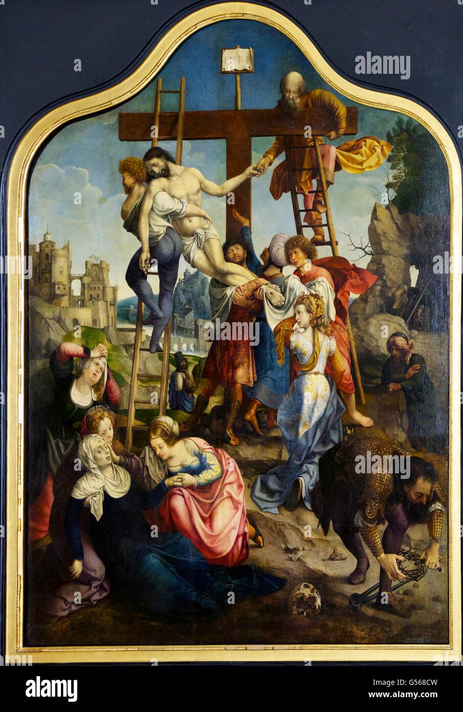 Descendimiento de la Cruz, por Jan Gossaert, circa 1521, Museo Estatal del Hermitage, San Petersburgo, Rusia Foto de stock