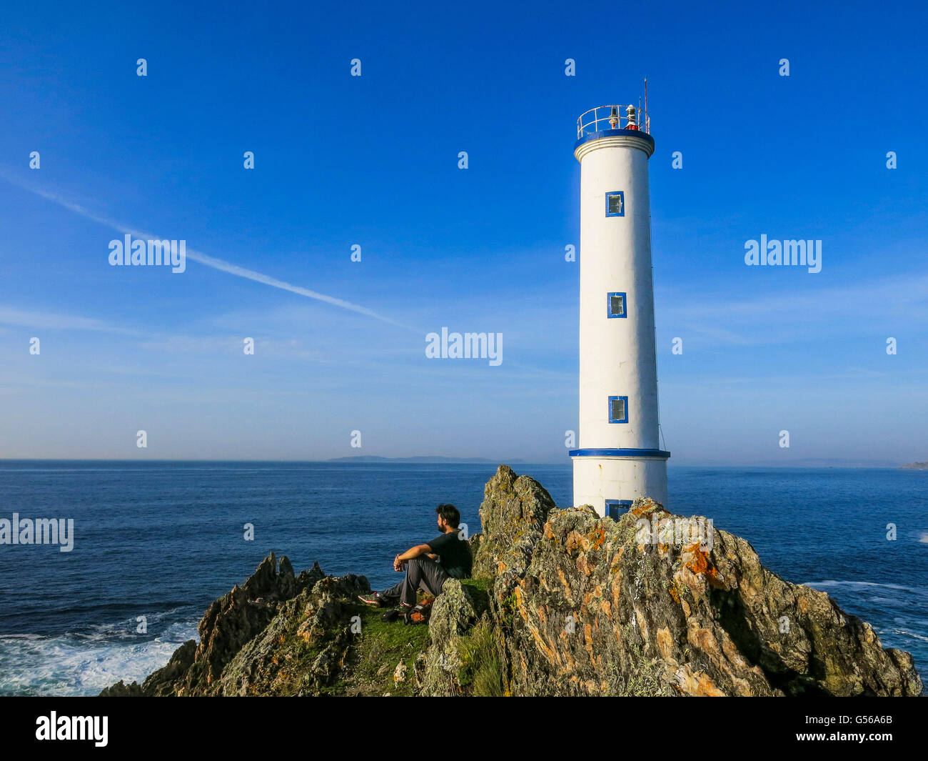 Faro de Cabo Home, Galicia Foto de stock
