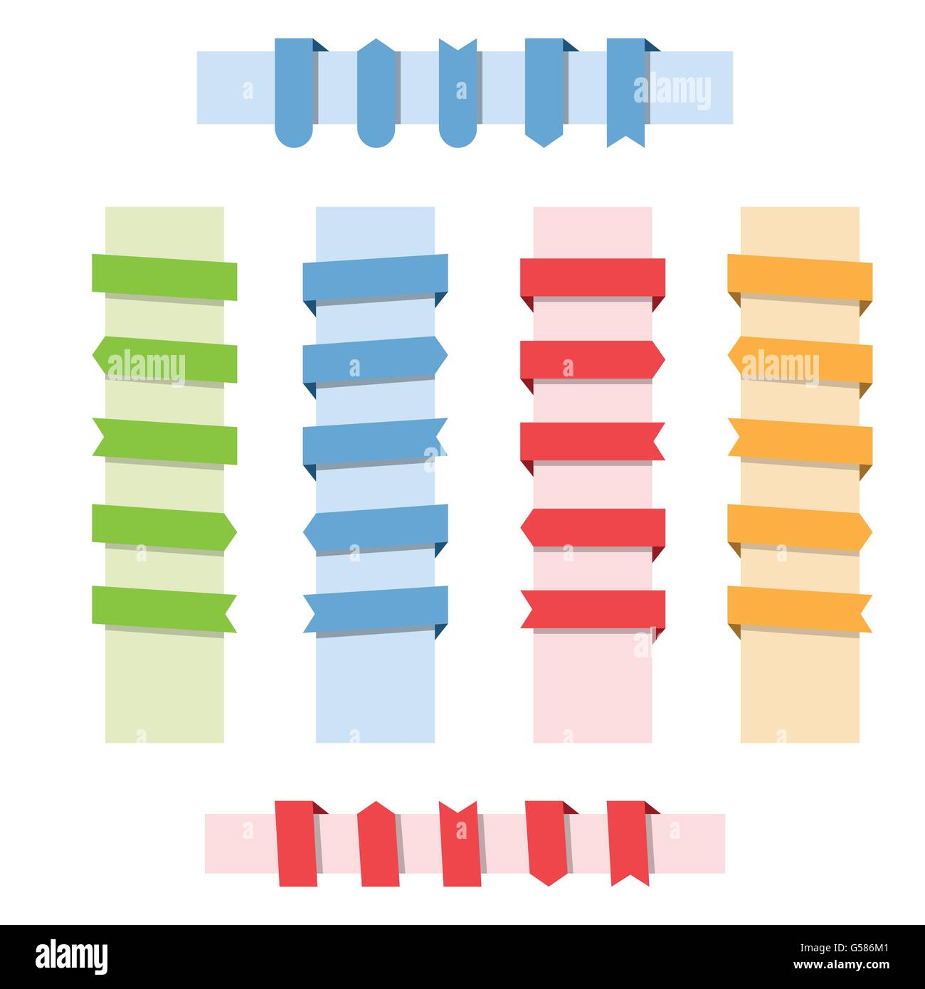 Elementos de diseño web banner de cinta de color vector set Ilustración del Vector