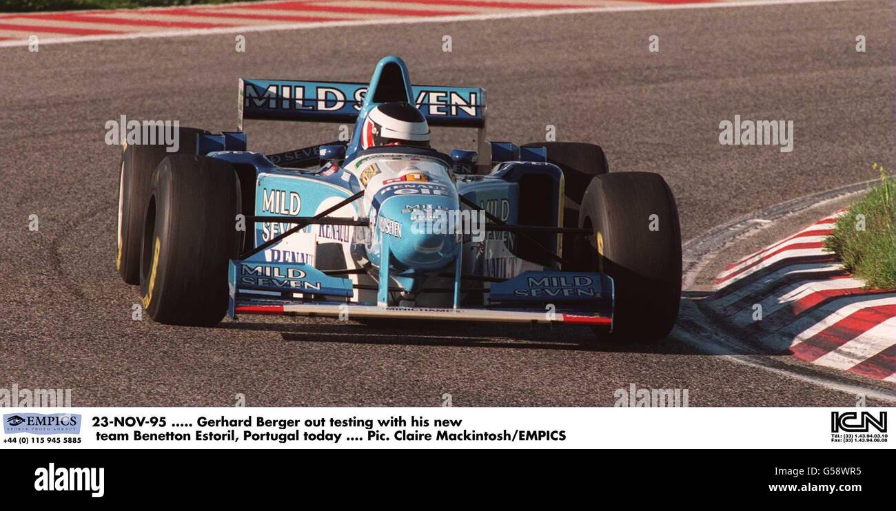 23-NOV-95. Gerhard Berger fuera de prueba con su nuevo equipo Benetton  Estoril, Portugal hoy Fotografía de stock - Alamy