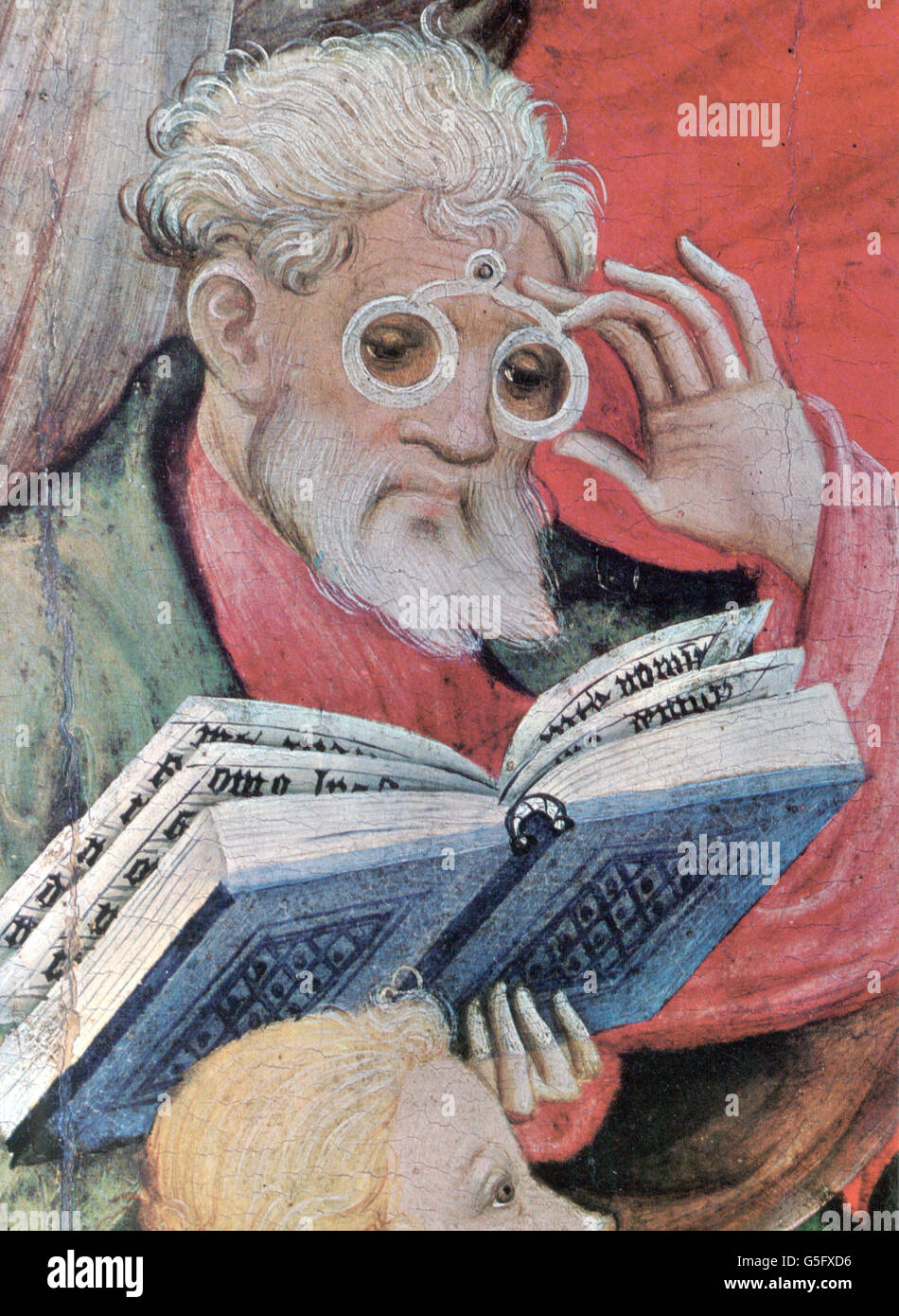 Medicina, oftalmología, lectura de apóstol con gafas, pintura de Conrad von  Soest (alrededor de 1370 - después de 1422), detalle, 1403, Derechos  adicionales-Clearences-no disponible Fotografía de stock - Alamy