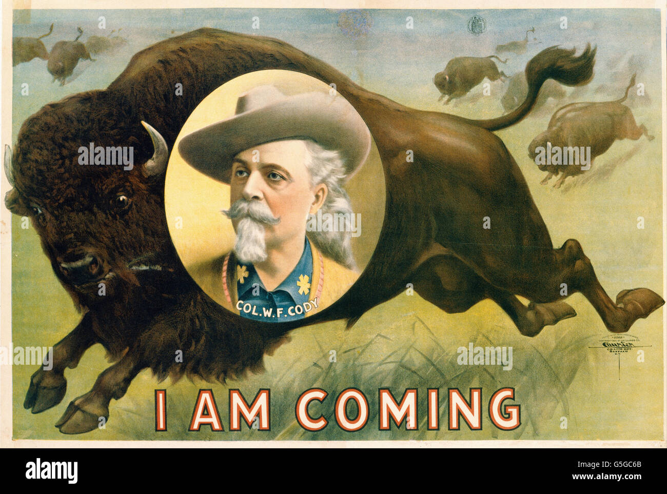 Litografía Courier Company - Buffalo Bill Cody Foto de stock