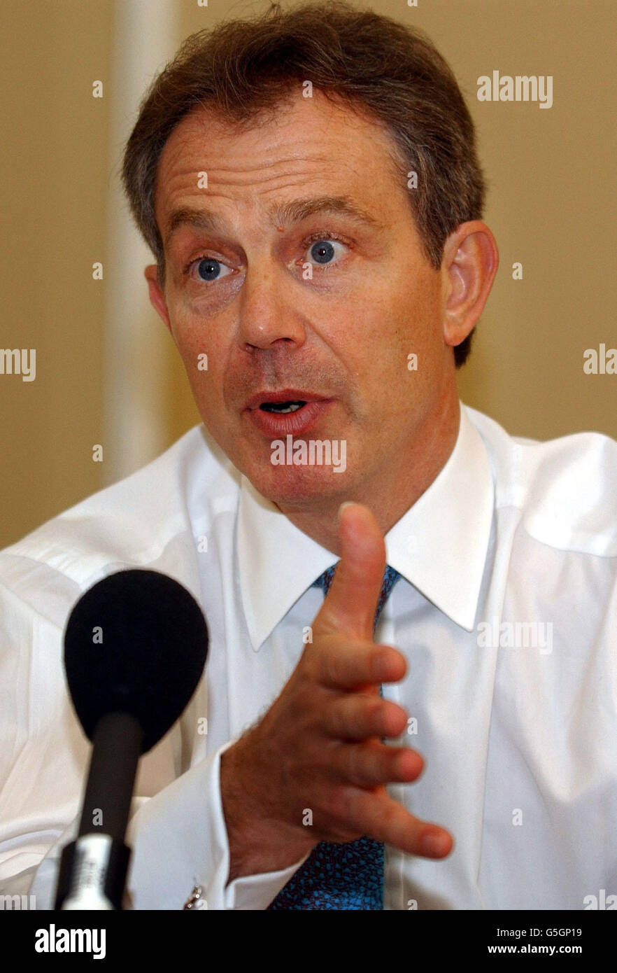 Tony Blair Entrevista al Servicio Mundial de la BBC Fotografía de stock