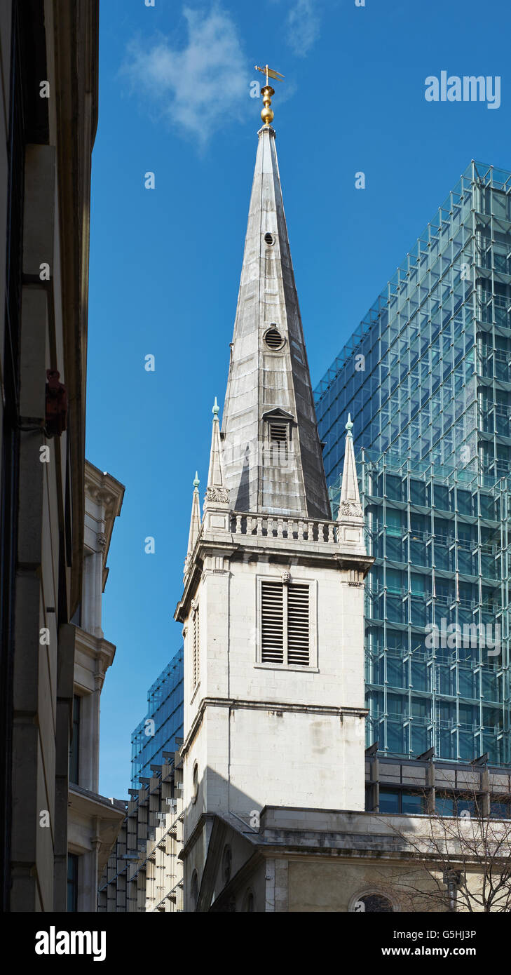 St Margaret Pattens, iglesia en la ciudad de Londres. Torre y aguja Foto de stock