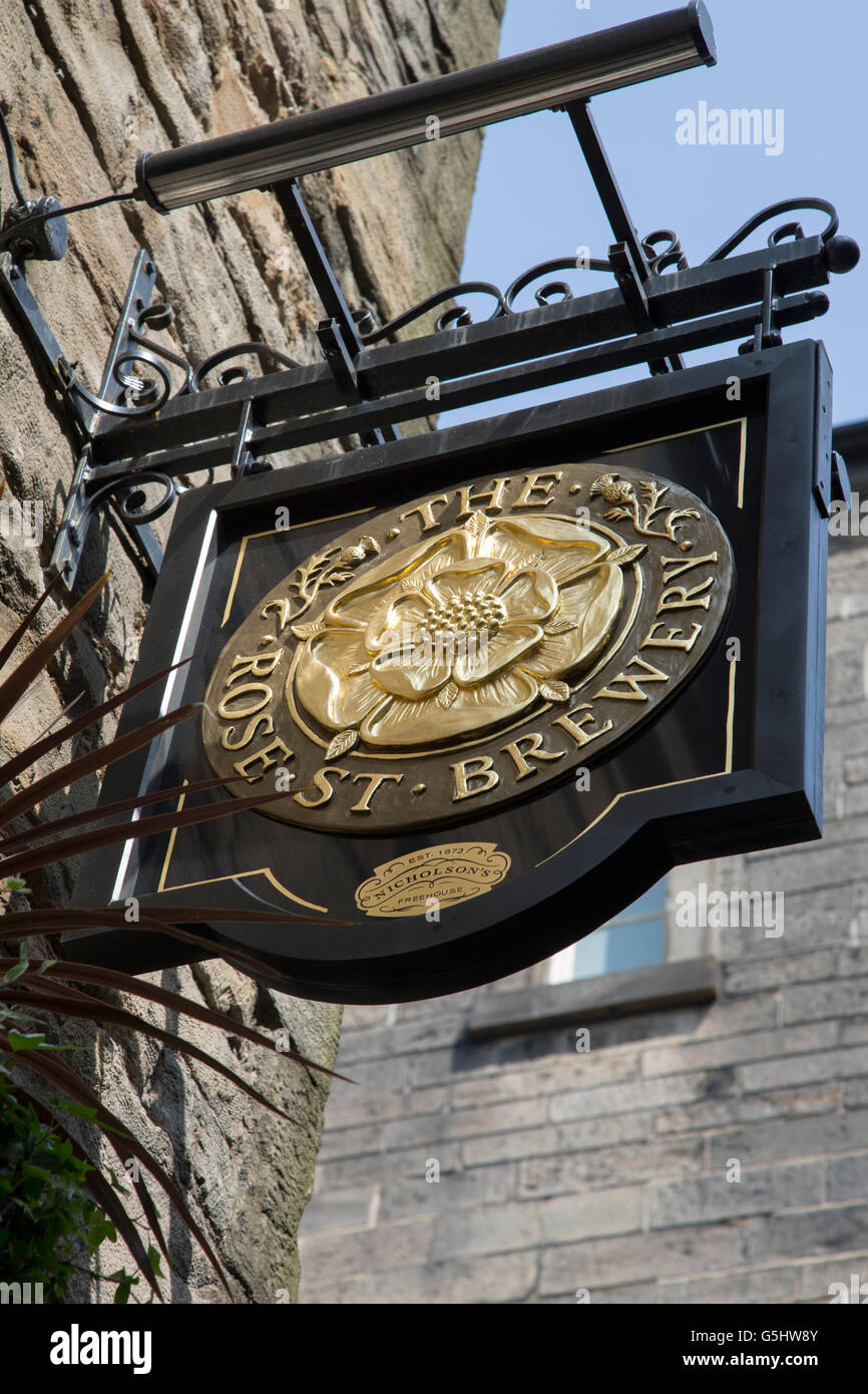 Rose Street Brewery señal; Edimburgo, Escocia; Europa Foto de stock