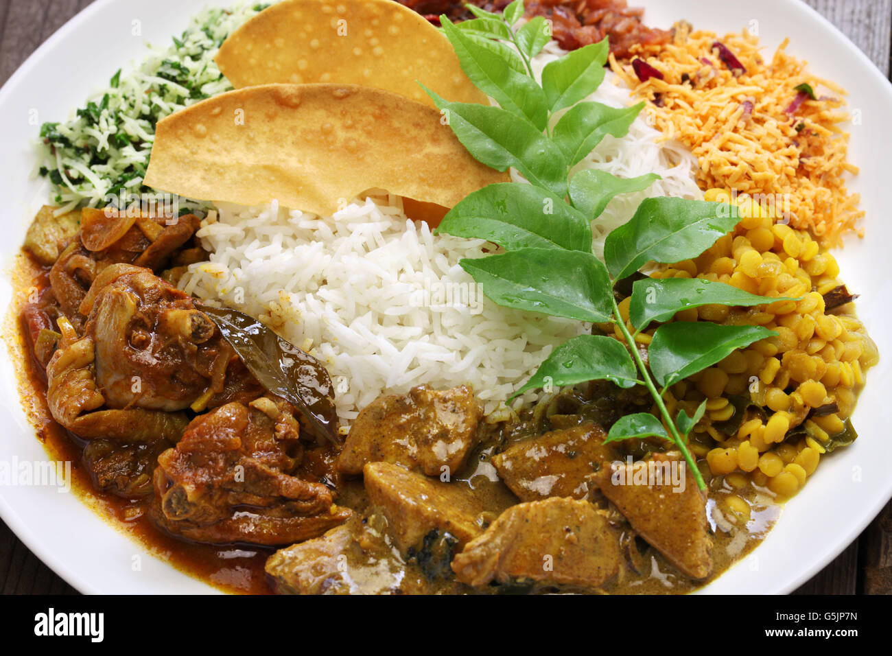 El arroz y el curry, cocina de Sri Lanka Foto de stock