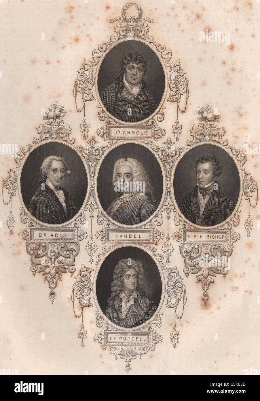 La historia británica: el Dr. Arnold. Anne; Handel; Sir. Obispo; Hy. Purcell, 1853 Foto de stock