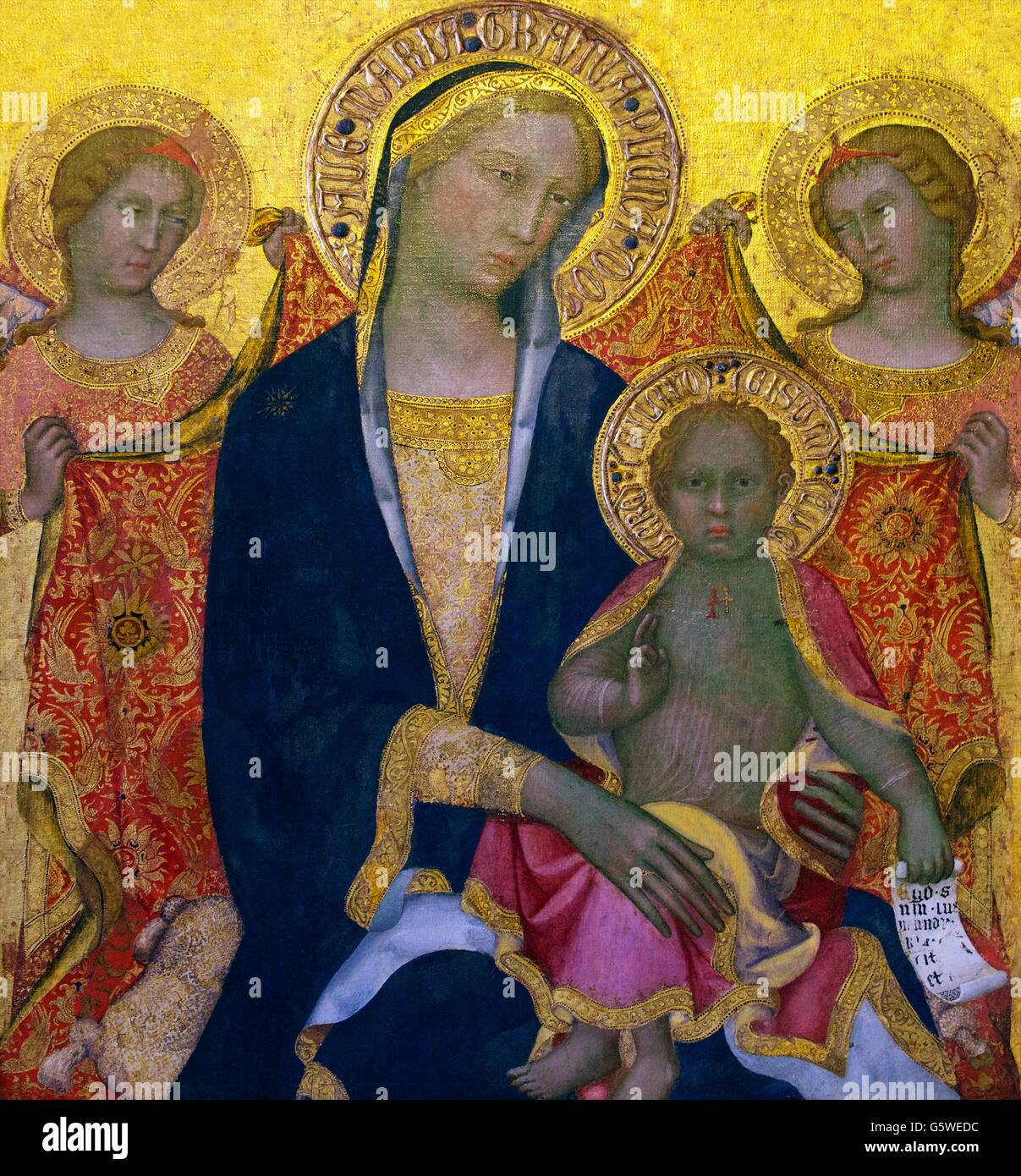 Virgen con el niño y dos ángeles, a mediados de 1380's, Paolo di Giovanni Fei, el Museo Estatal del Hermitage, San Petersburgo, Rusia Foto de stock