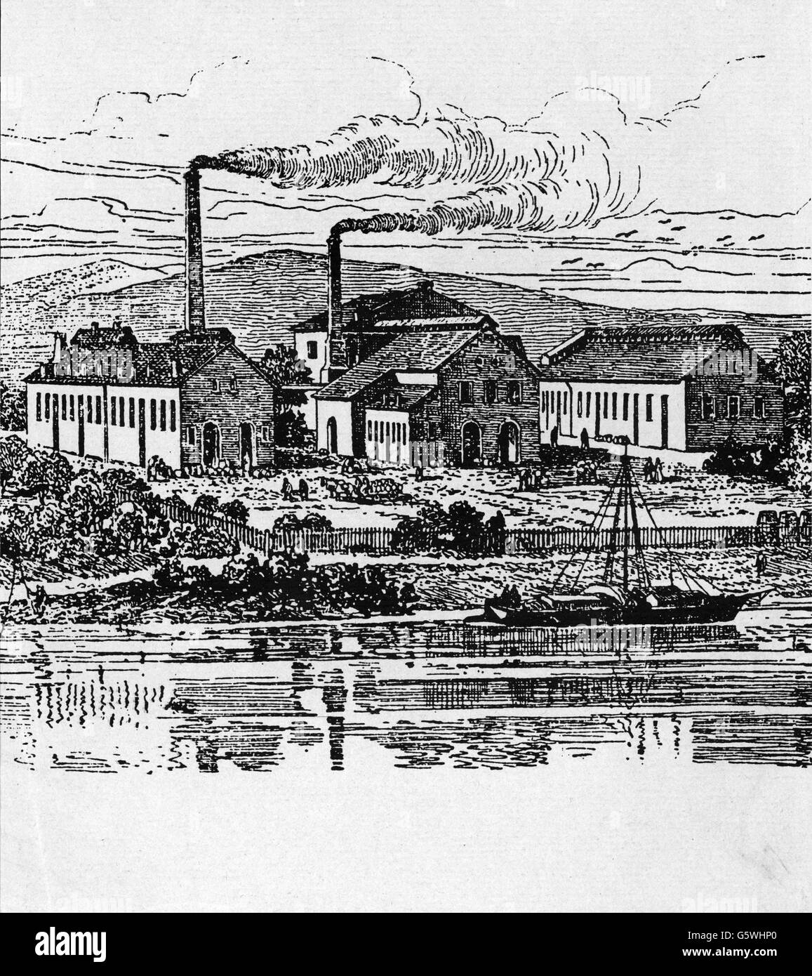 Industria, industria química, trabajos en color Hoechst AG, Höchst en