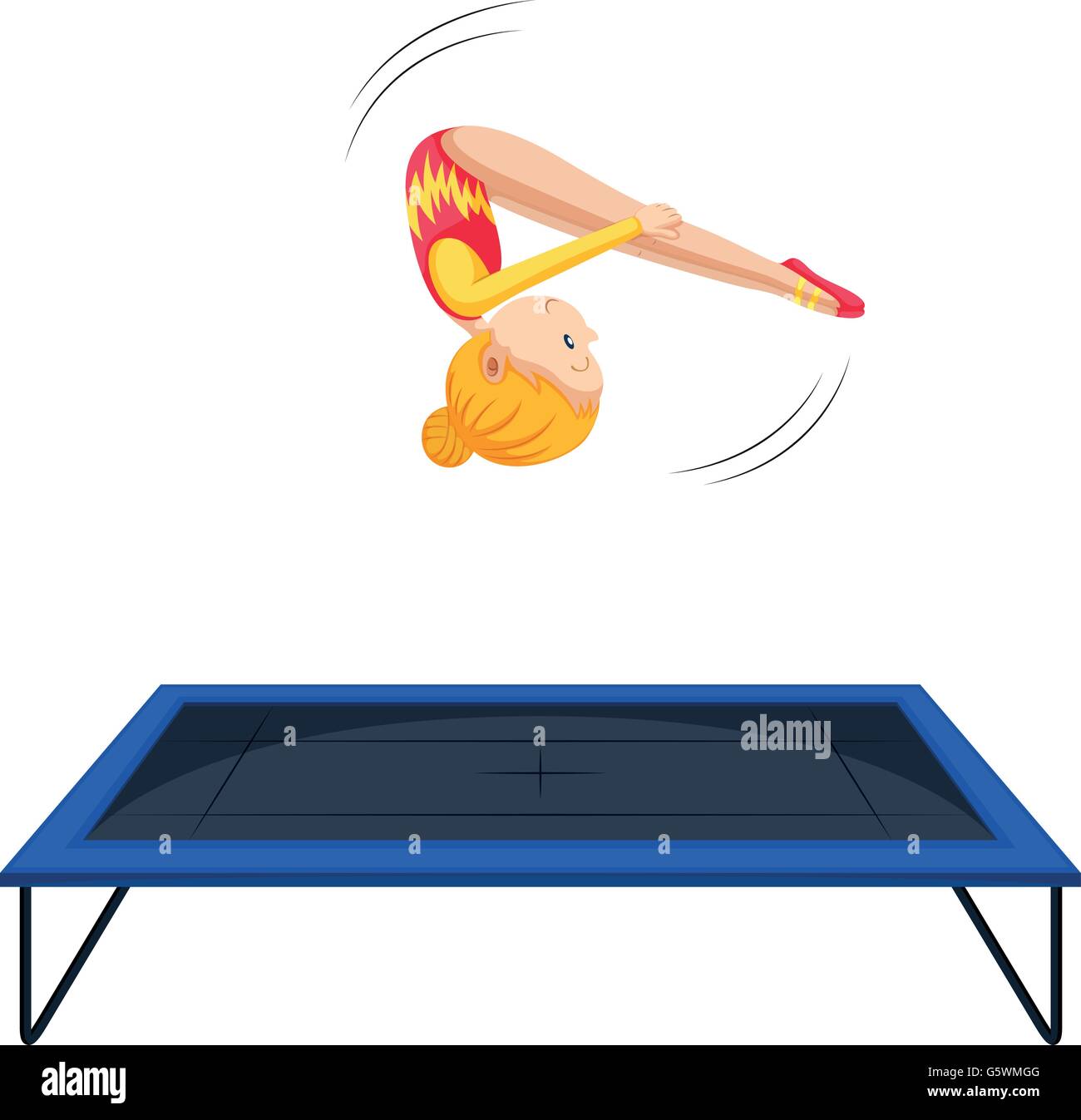 Deportista haciendo gimnasia en trampolín ilustración Imagen Vector de  stock - Alamy