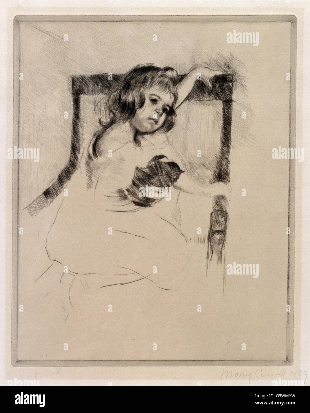 Mary Cassatt - arrodillada en un sillón - Foto de stock