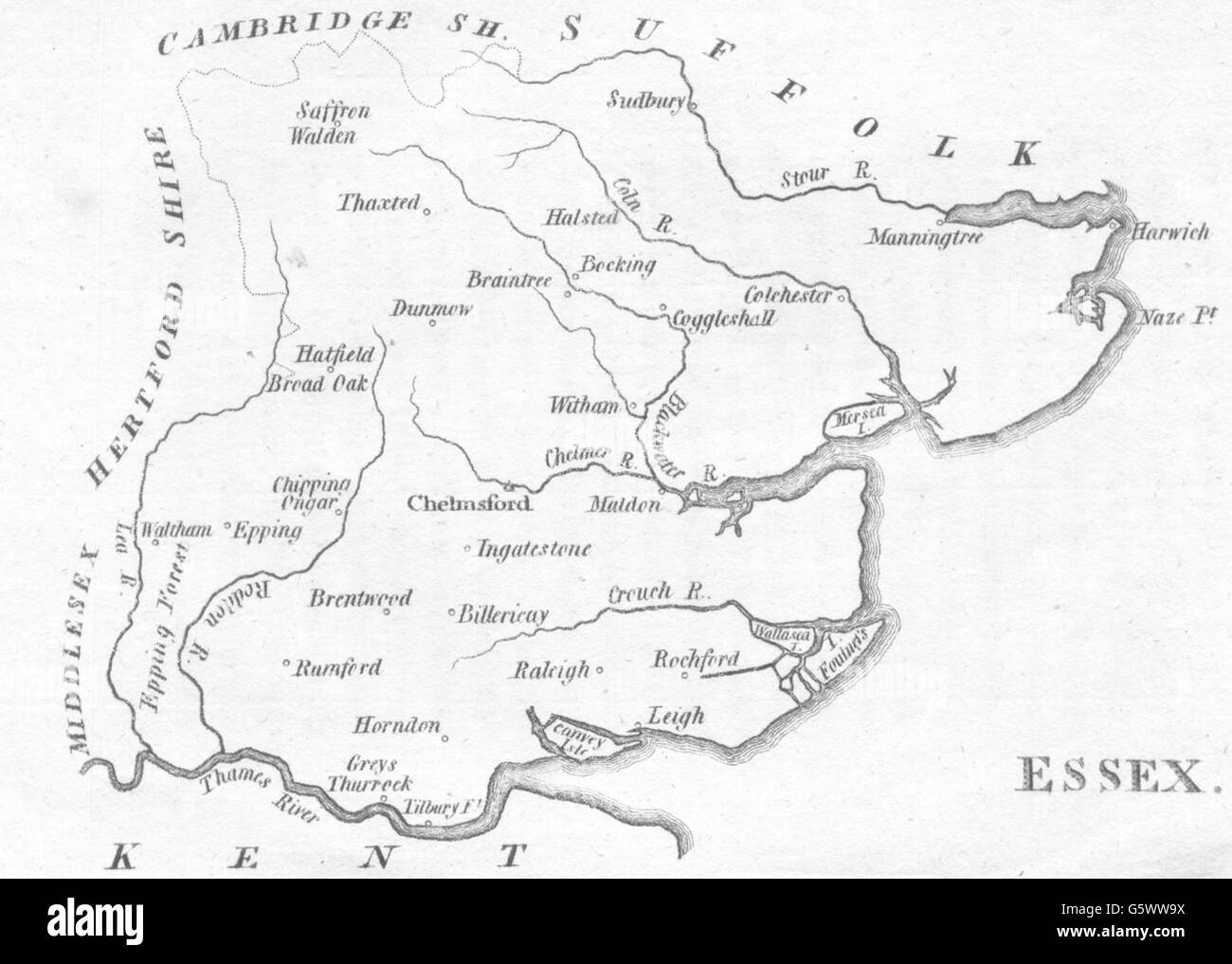 ESSEX: Aikin. Bastante escasa pequeño mapa del condado. (5ª edición) , 1803 Foto de stock