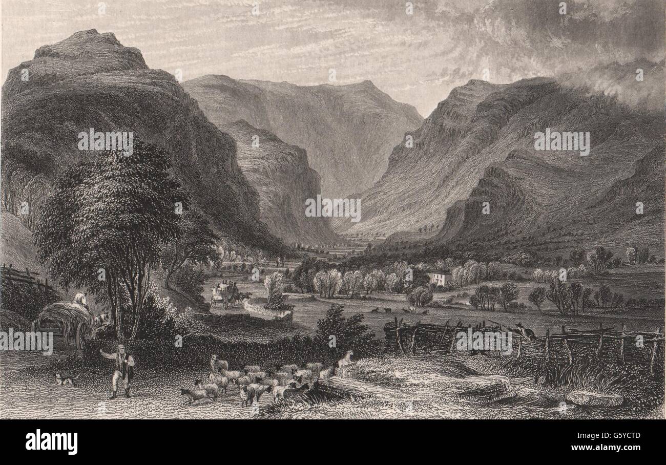 LAKE DISTRICT: Vale de San Juan & Saddleback (Blencathra) . Cumbria, 1839 Foto de stock