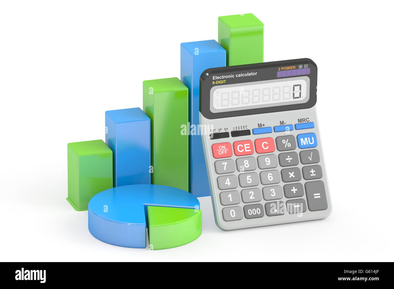 Finanzas, banca comercial y estadística concepto, 3D rendering Foto de stock