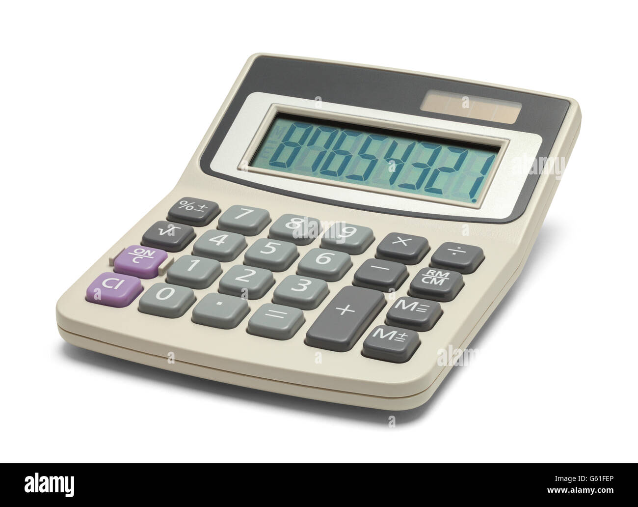 Calculadora de oficina de negocios aislado sobre fondo blanco. Foto de stock