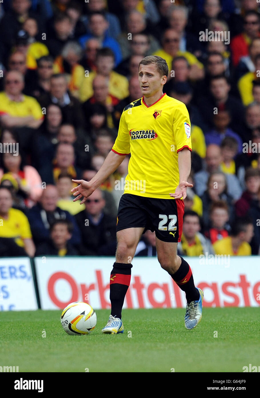 Futbol Campeonato De La Liga De Futbol Npower Juega Semi Final Segunda Pierna Watford Contra Leicester City Vicarage Road Almen Abdi De Watford Durante El Partido