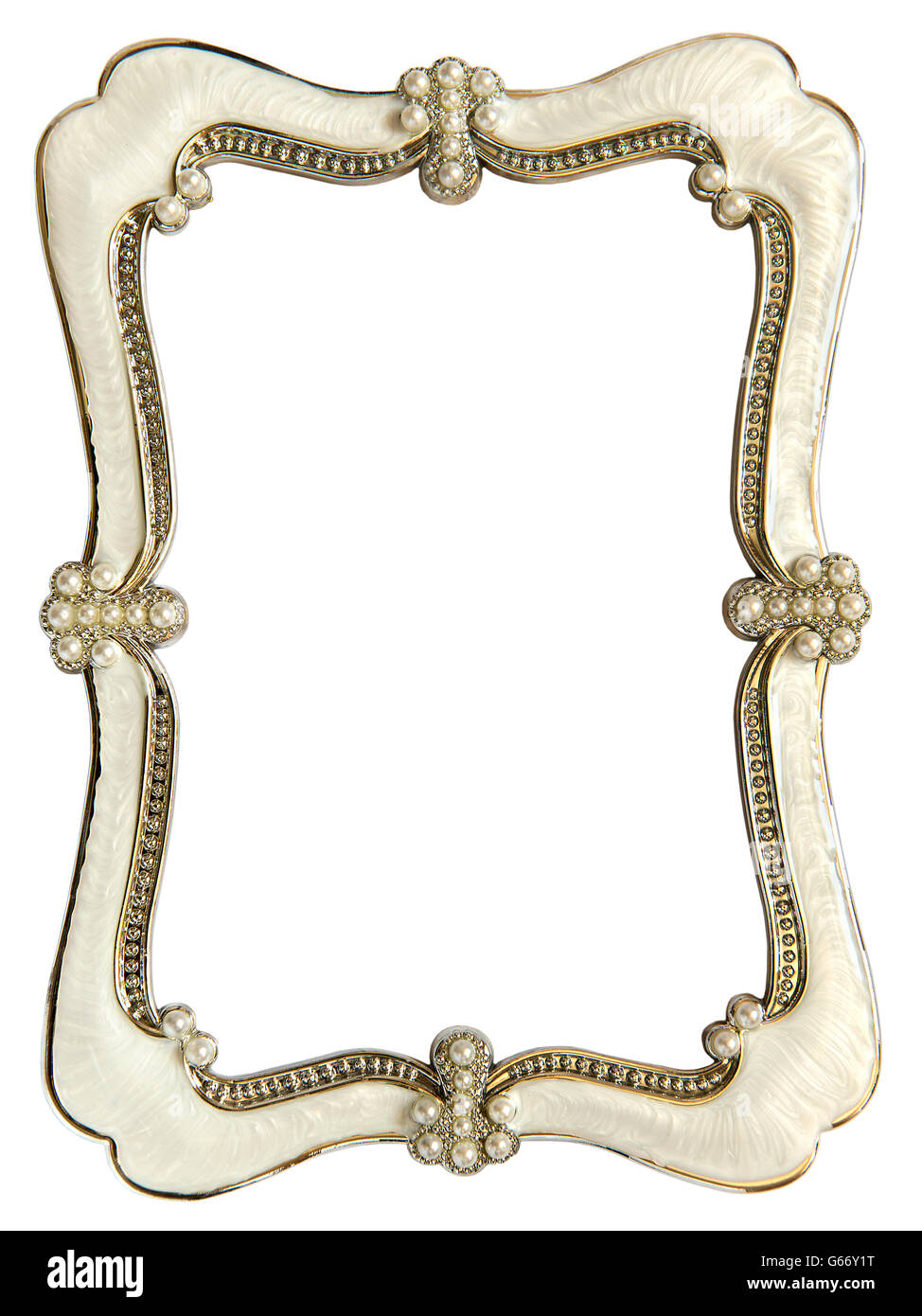 Marco para fotografía con perlas aislado sobre fondo blanco Fotografía de  stock - Alamy