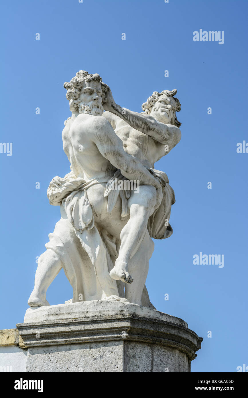 Hof Palace: estatua, Engelhartstetten, Austria, Niederösterreich, Baja Austria, Marchfeld Foto de stock