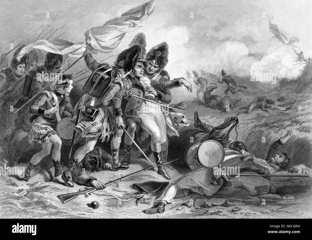 1810s guerra de 1812 muerte del General británico Edward PAKENHAM EN LA BATALLA DE NUEVA ORLEANS, enero de 1815 Foto de stock