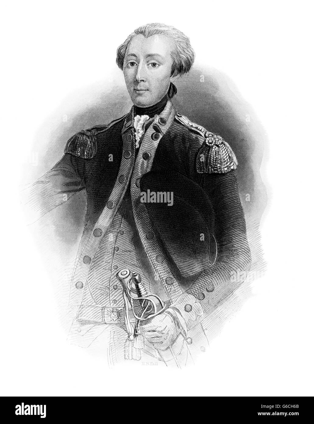 1770 Retrato de francés Lafayette Marquis sirvió como general en la guerra revolucionaria americana Foto de stock