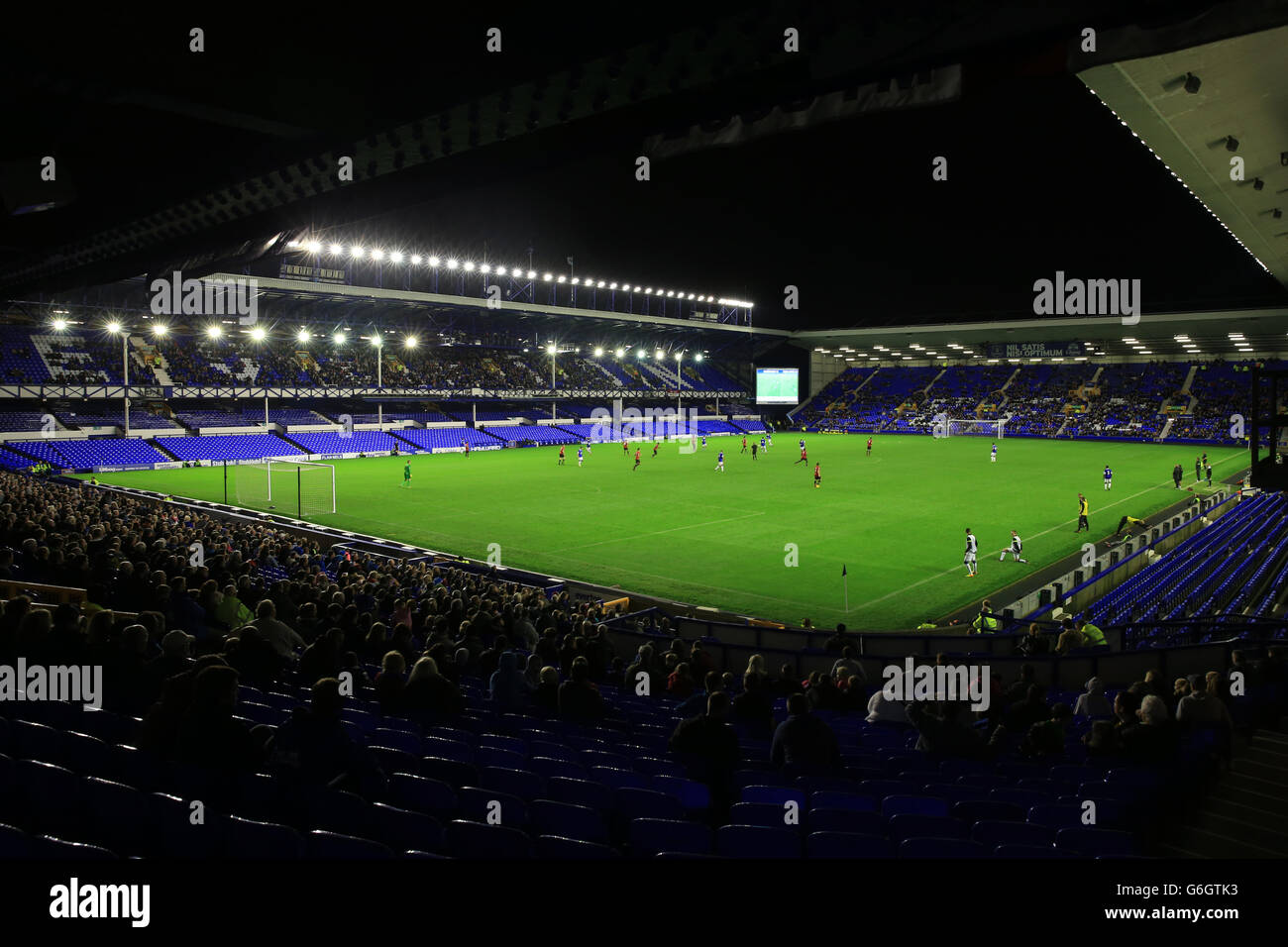 Goodison Park durante el partido Everton U21 contra el Manchester U21 Foto de stock