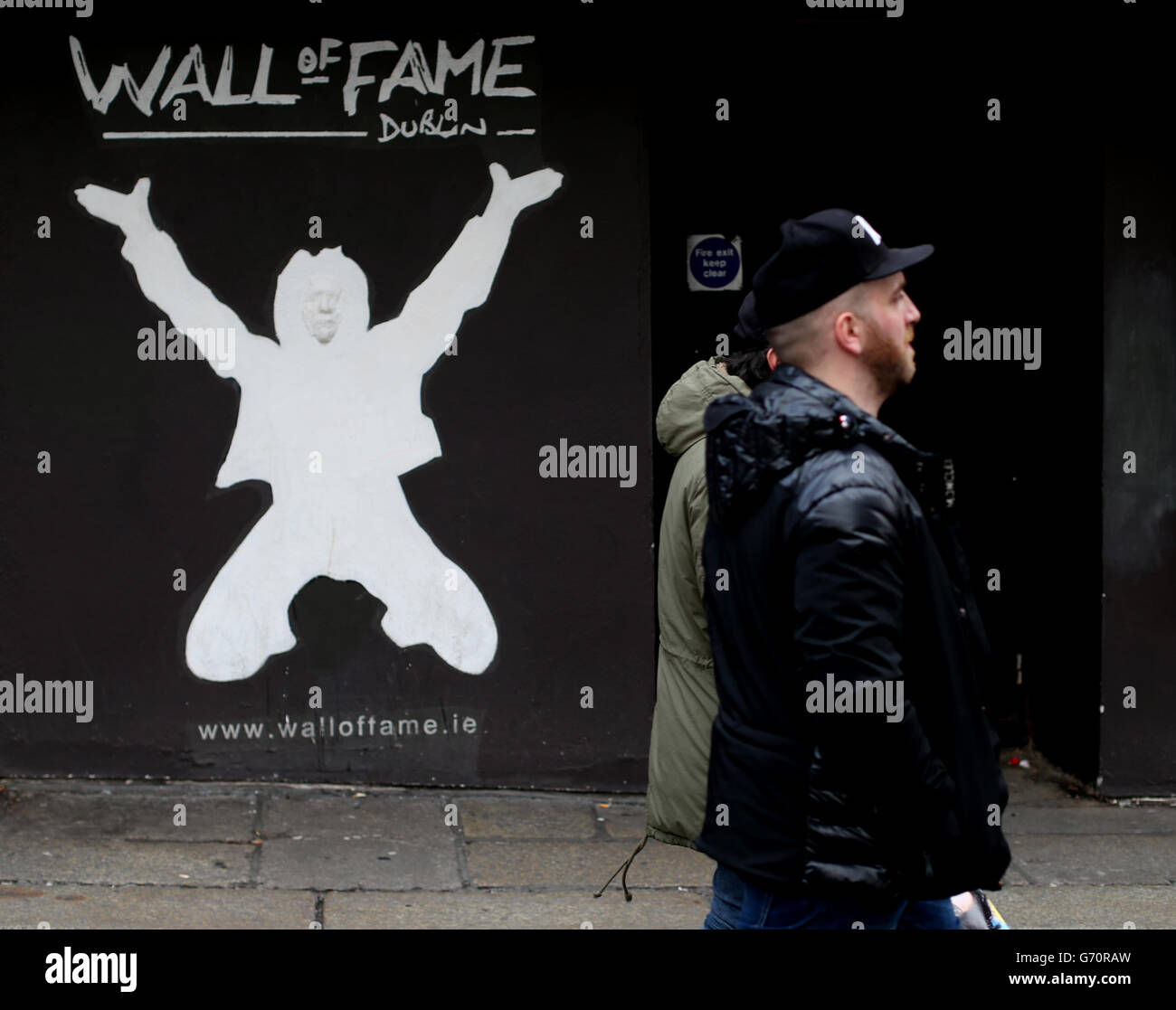 Ciudad de Dublín stock. El Muro de la Fama en Temple Bar, Dublín. Foto de stock