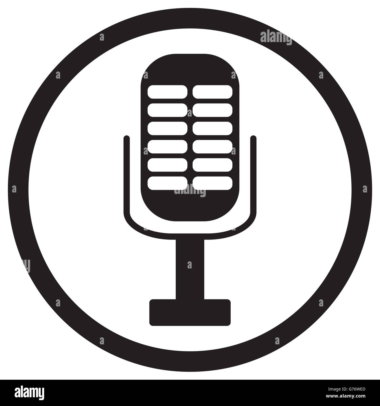 Cine Concierto micrófono. Pie de micrófono retro plata aislado en blanco.  ilustración vectorial Imagen Vector de stock - Alamy