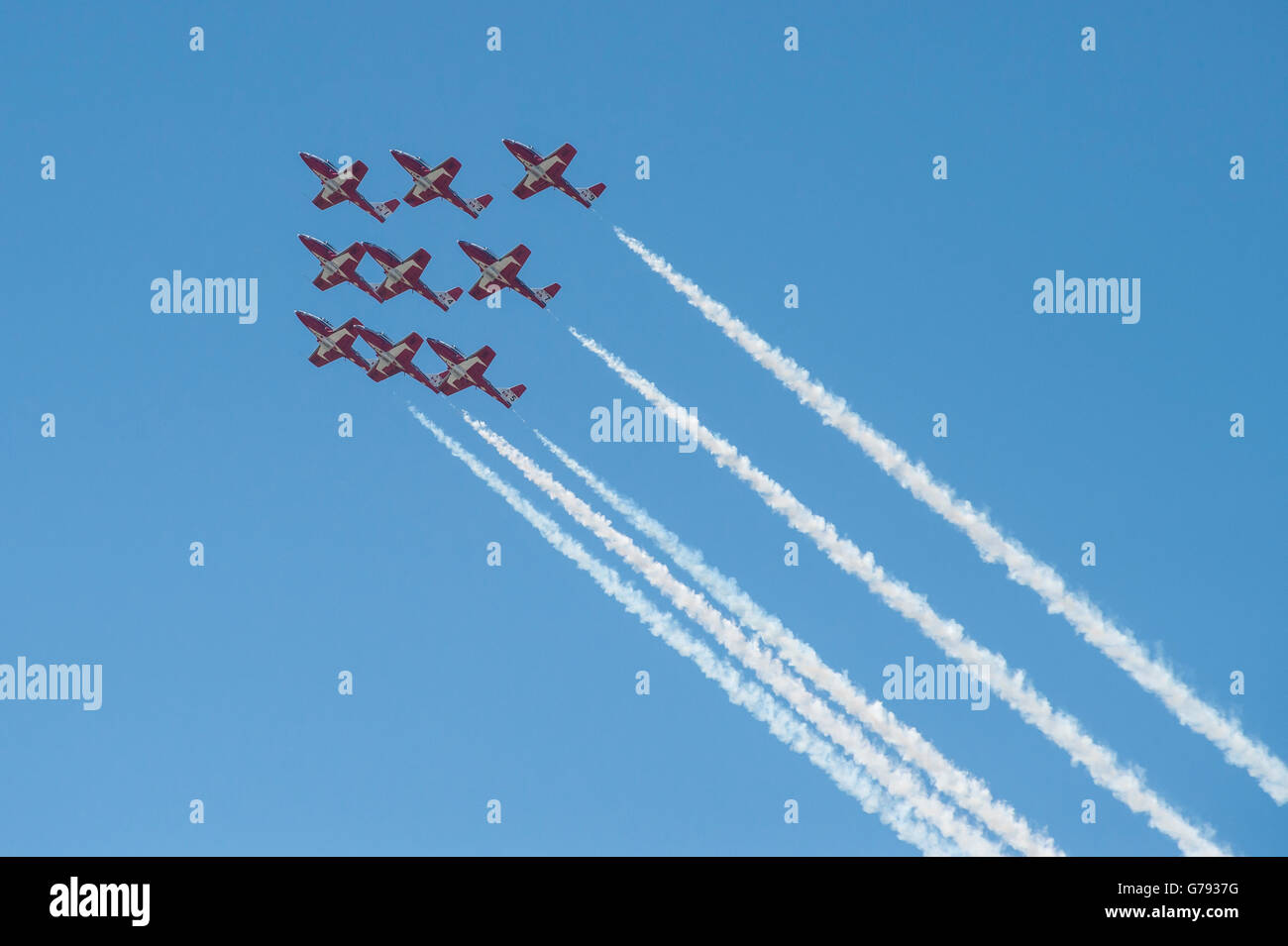 Las Fuerzas canadienses turistas invernales, Canadair CT-114 Tutor, Alas sobre Springbank, Springbank, Alberta, Canadá Foto de stock