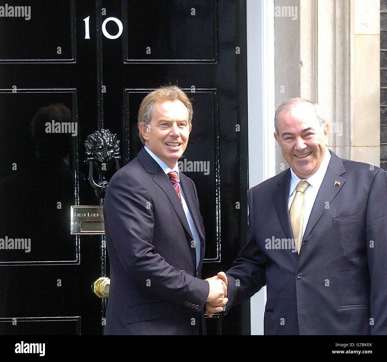 Tony Blair se reúne Iyad Allawi Foto de stock
