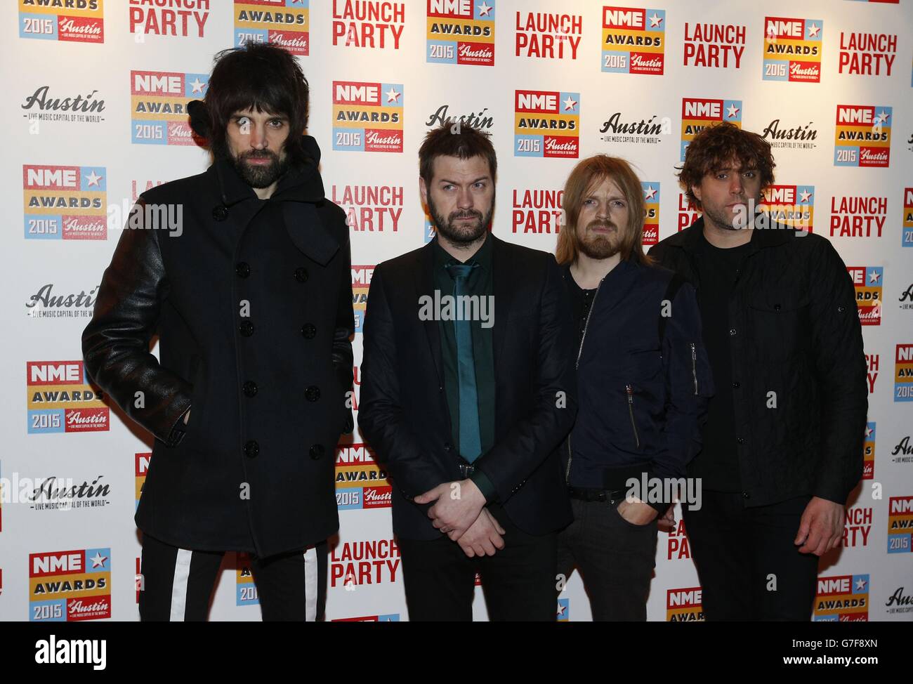 Kasabian asistió a la fiesta de lanzamiento de los NME Awards 2015, celebrada en Under the Bridge, Chelsea, Londres. Foto de stock