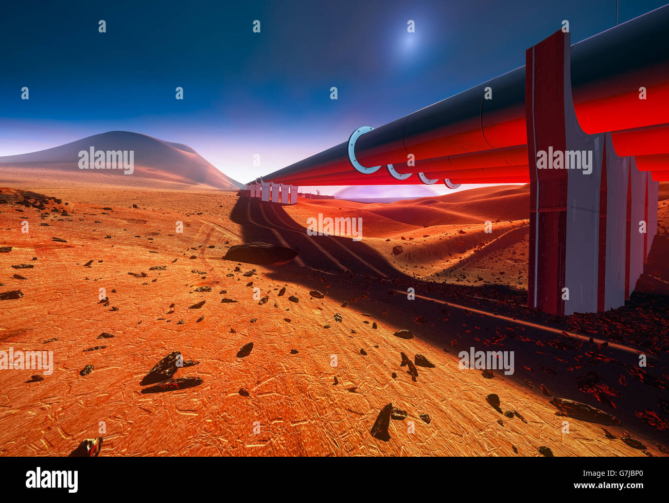 Canalización en Marte Foto de stock