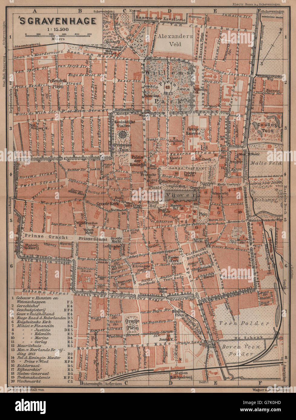 La Haya DEN HAAG 's-Gravenhage stadsplan ciudad. Países Bajos, 1905 mapa Foto de stock