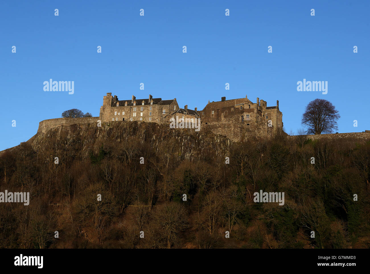 Castillo de Stirling. Una vista general del Castillo de Stirling bajo el sol de la tarde. Foto de stock