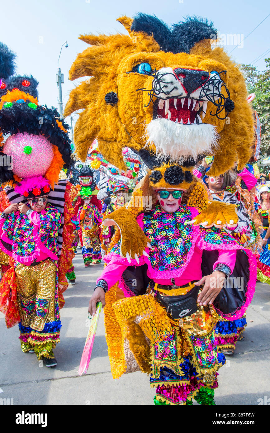 Los participantes en el Carnaval de Barranquilla en Barranquilla