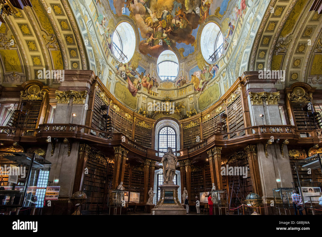 Prunksaal Library, Biblioteca Nacional de Austria, Viena, Austria Foto de stock