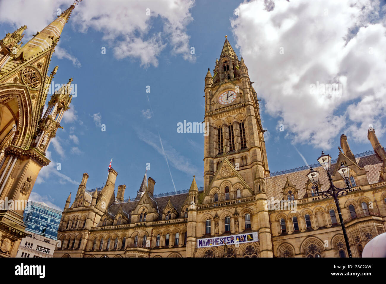El Ayuntamiento de Manchester, Albert Square, el centro de la ciudad de Manchester, Inglaterra. Foto de stock