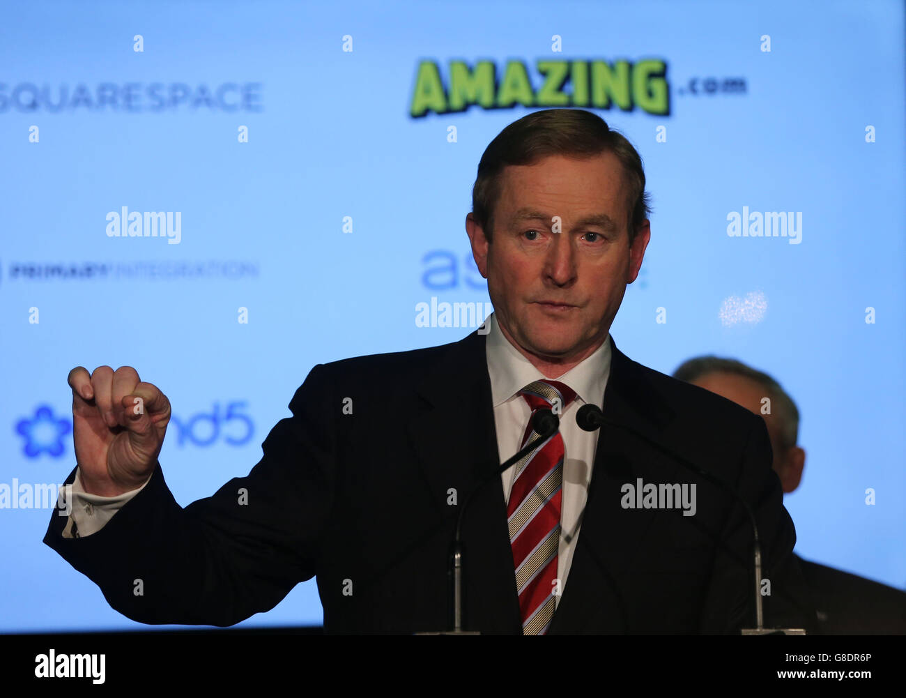 Taoiseach Enda Kenny anuncia la creación de 320 nuevos puestos de trabajo para Dublín por seis compañías de alto crecimiento norteamericanas en el Ayuntamiento de Dublín. Foto de stock
