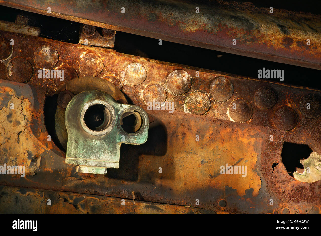 Detalle del tren oxidados, cerca de Sudáfrica. Foto de stock