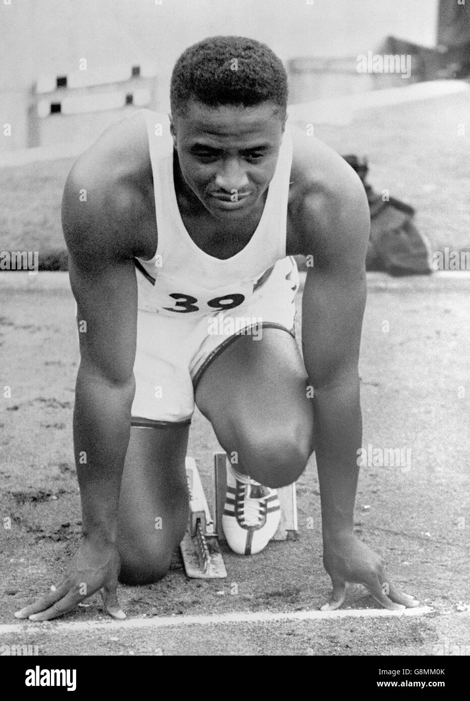Atletismo. Willie Williams, titular del récord mundial 100m Foto de stock