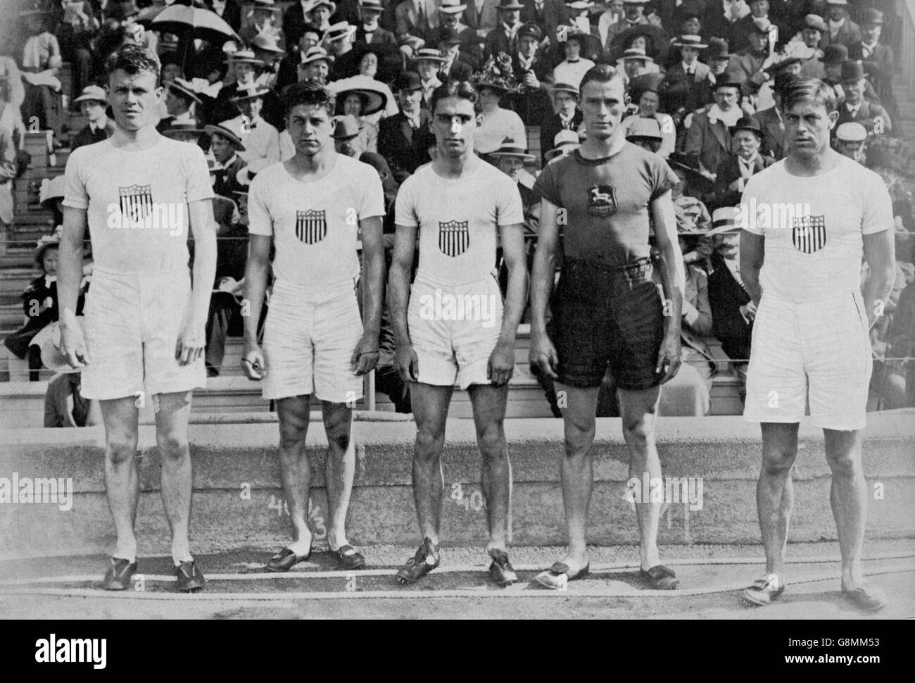 Atletismo - Juegos Olímpicos de Estocolmo 1912 - Hombres 100m - Estadio Olímpico Foto de stock