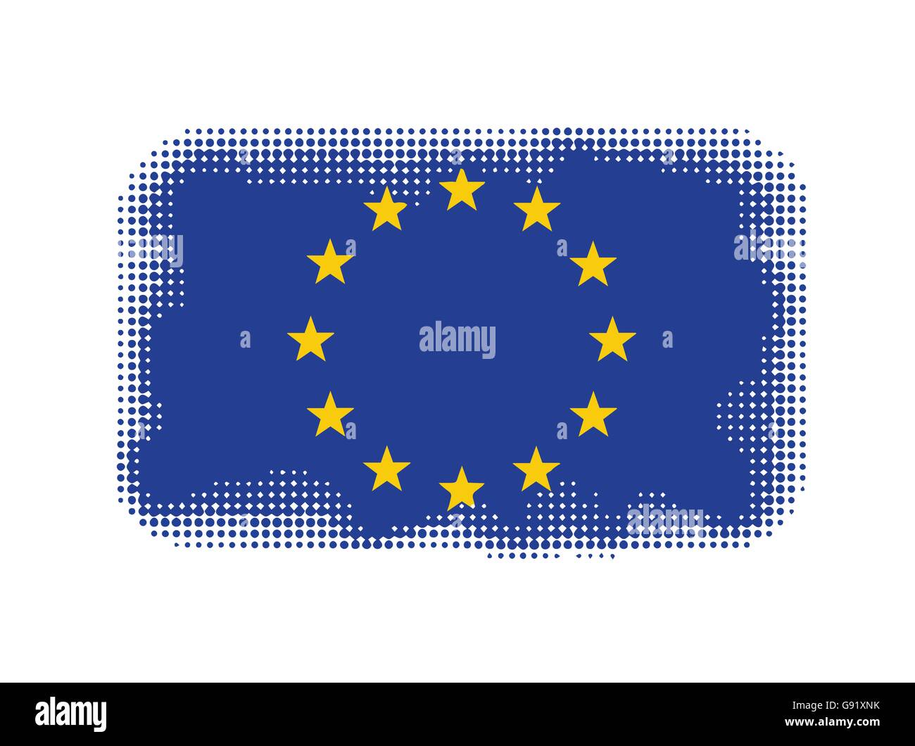 Símbolo de la bandera de la Unión Europea antecedentes ilustración vectorial de semitono Imagen