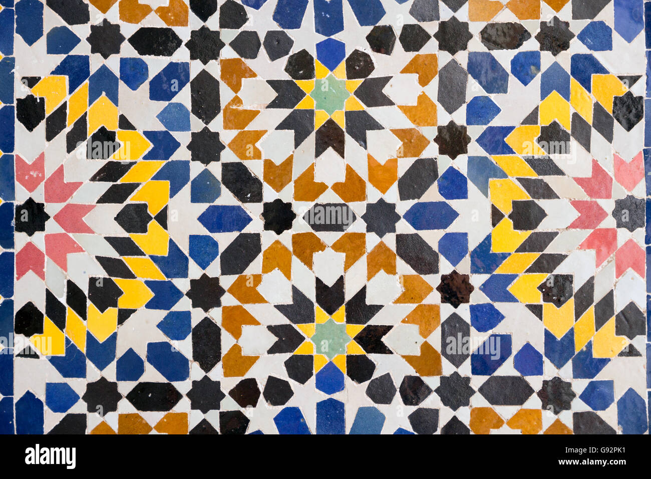 Mosaico árabe en Marrakech, Marruecos Foto de stock