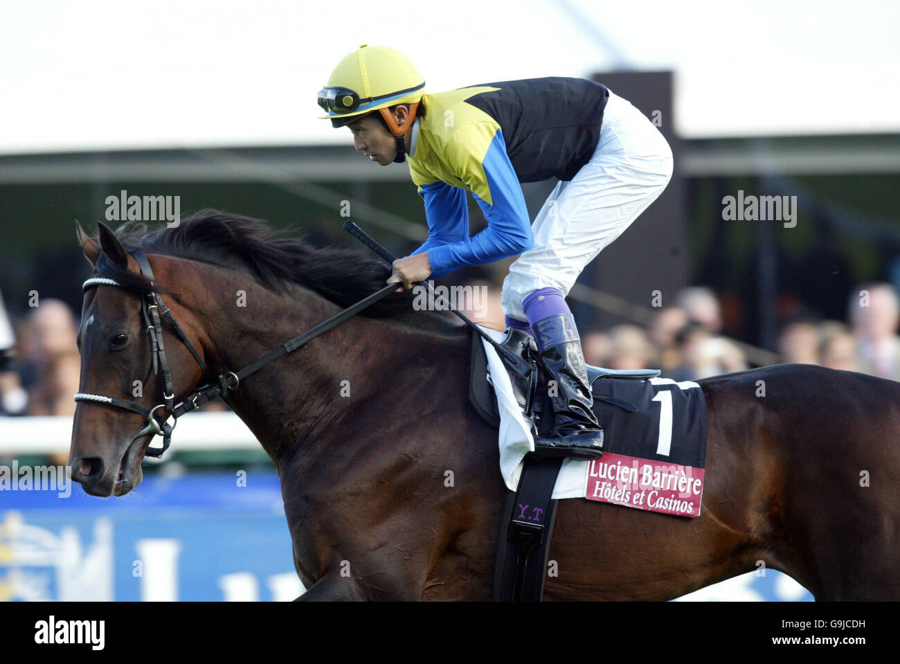 Carreras de caballos - Arco del Triunfo - Longchamp. Impacto profundo cargado por Yutake tomar Foto de stock