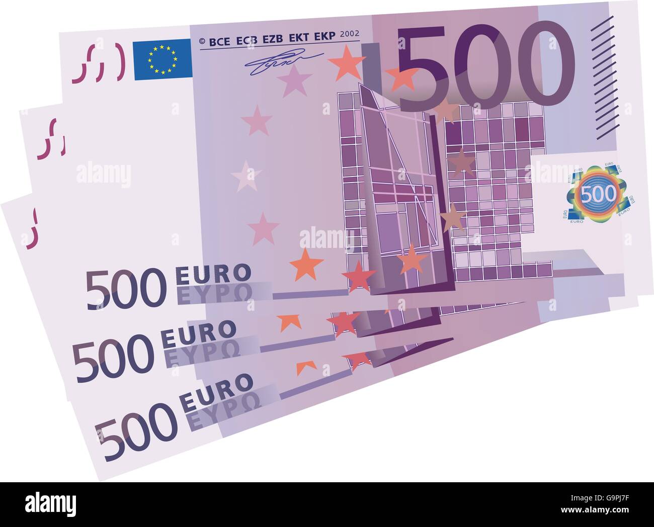 Dibujo De Un Vector 3x 500 Billetes En Euros Imagen Vector De Stock Alamy