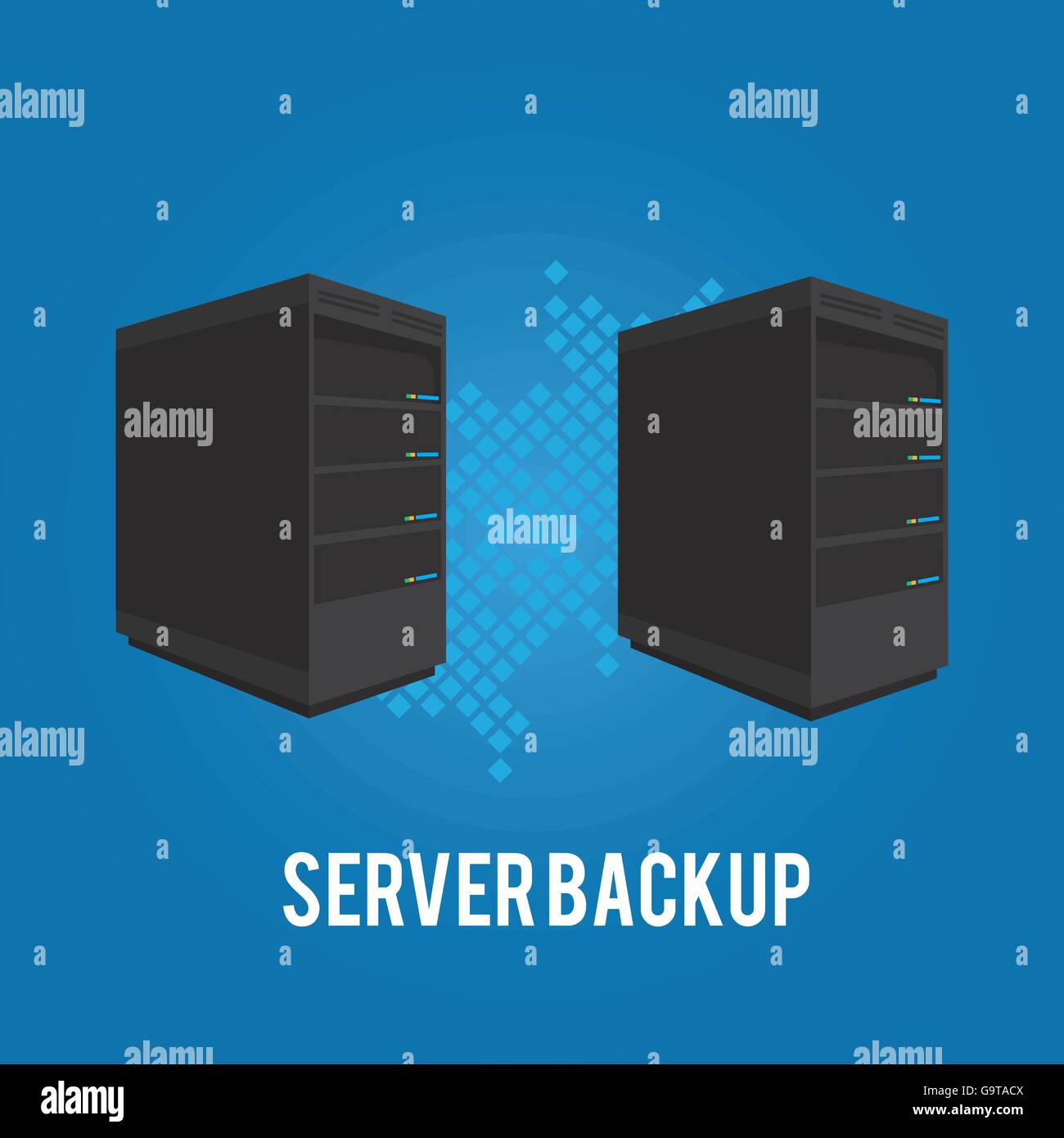 Copia de seguridad de dos servidores espejo de redundancia para la  recuperación y el rendimiento Imagen Vector de stock - Alamy