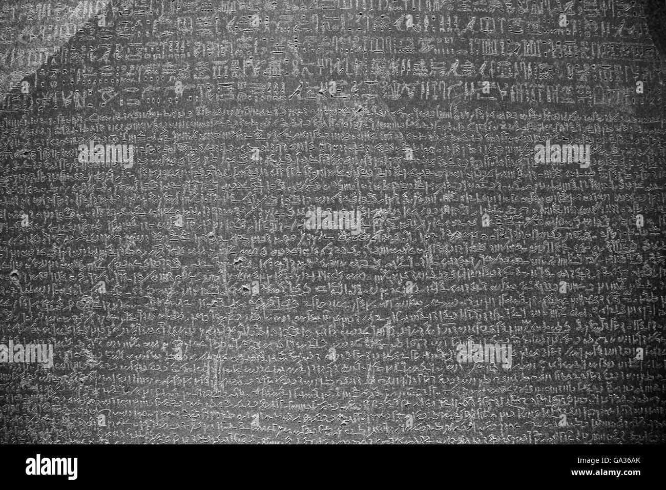 Rosetta Stone, 196 BC, British Museum, Londres, Reino Unido. Foto de stock