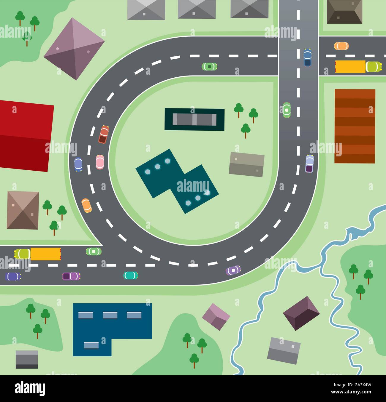Vector ilustración urbana de automóviles en las carreteras Ilustración del Vector