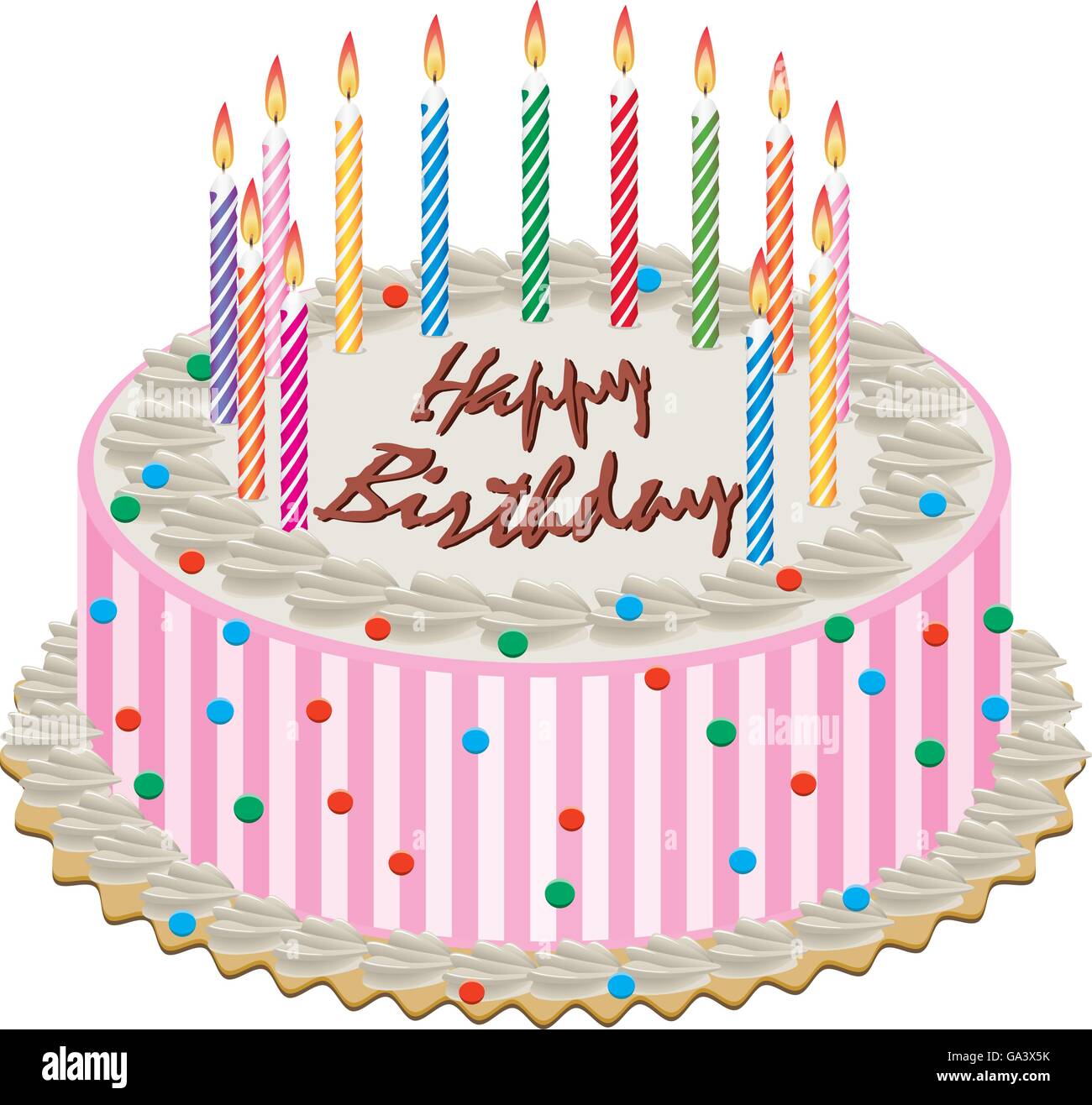 Vector tarta de cumpleaños con velas encendidas Imagen Vector de stock -  Alamy