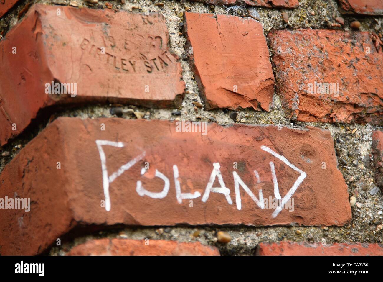 La escritura en la pared para Polonia. Foto de stock