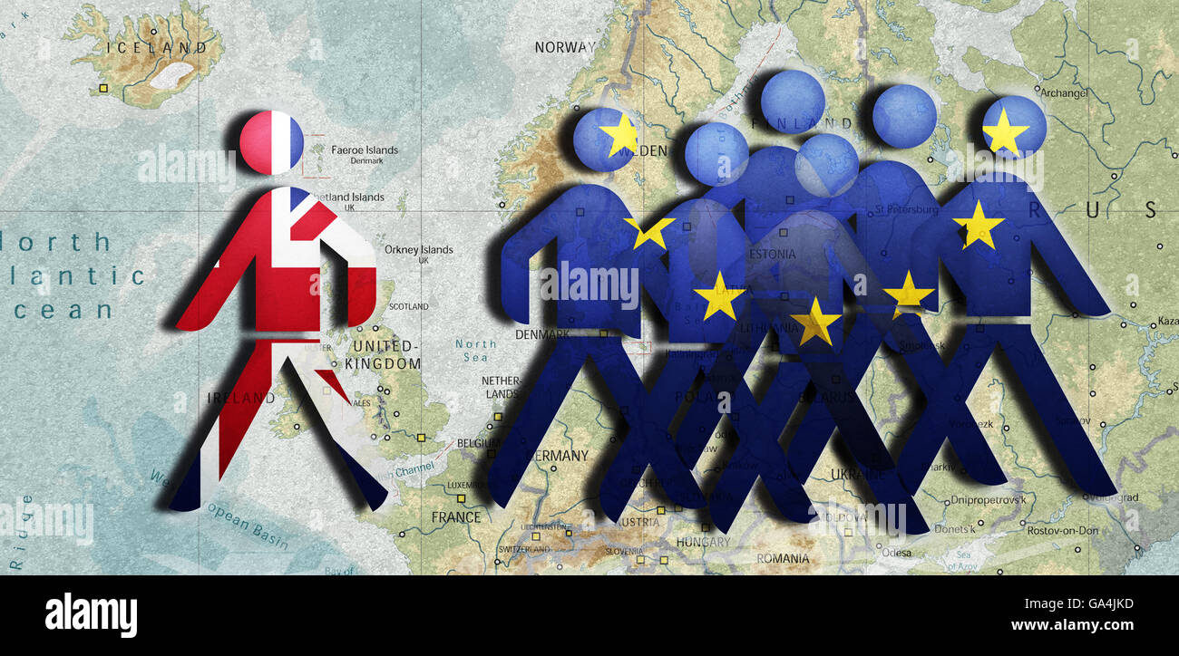 Espléndido aislamiento, Reino Unido sigue su propio camino, Reino Unido el abandono de la UE Foto de stock